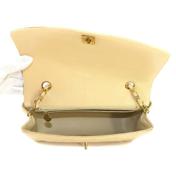 CHANEL Diana 25 Matelasse Chain Shoulder Bag Caviar Skin Beige A01165 - Picture 6 of 10
